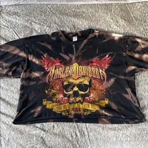 Cropped oversized tie dye Harley Davidson tee